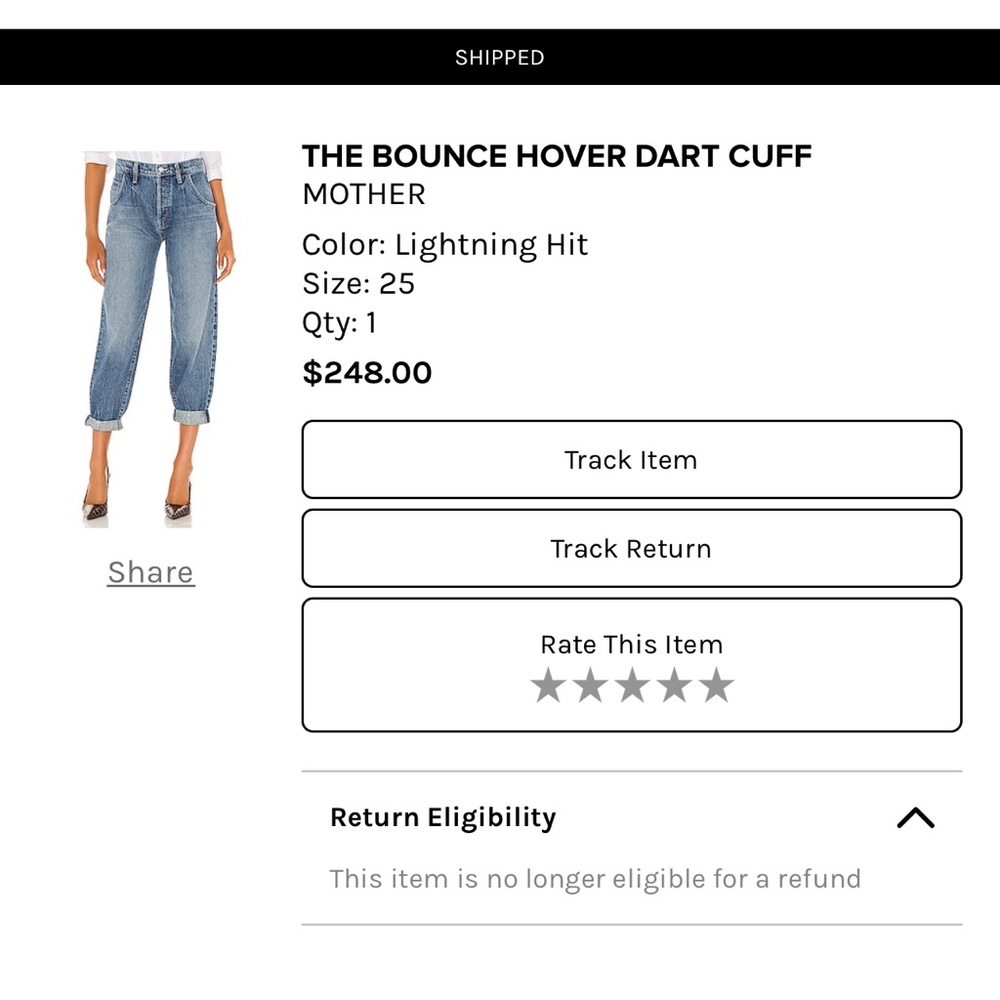 MOTHER denim size 25, Bought brand new from REVOLVE